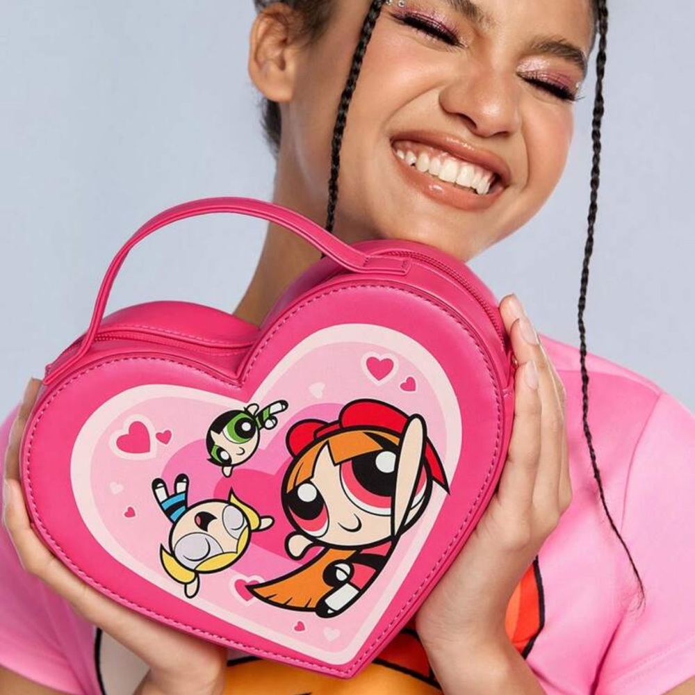 THE POWERPUFF GIRLS 1pc Pu Leather Cartoon Pattern Printed Handbag,